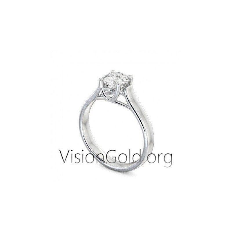 Stunning Sterling Silver Solitaire Engagement Ring / High Quality Cubic Zirconia K14 Engagement Ring 0267