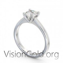 Platinum Classic Solitaire Ring In 14K Gold With Zircon 0268