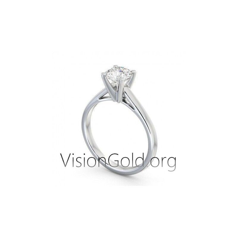 Anillo especial de oro de 14 quilates con una sola piedra y circón - Piedra única alternativa 0277