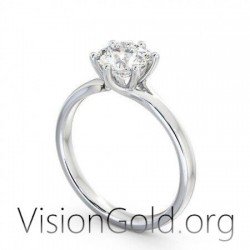 Οικονομικο Λευκοχρυσο Μονοπετρο Δαχτυλιδι 14 Καρατιων Με Zircon / Μονοπετρα 14 Καρατιων 0278