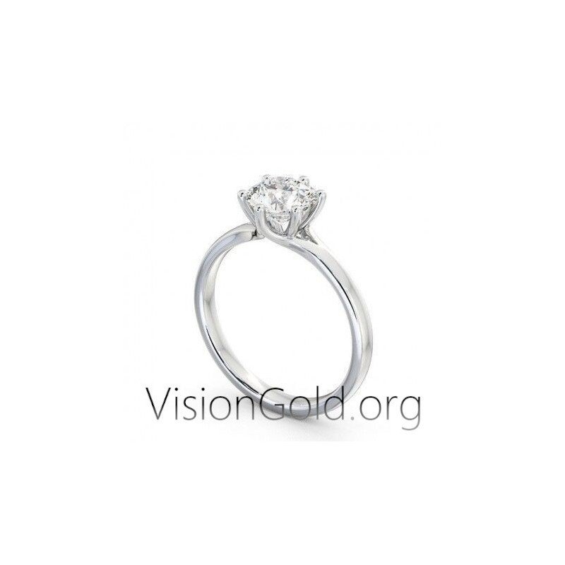 Οικονομικο Λευκοχρυσο Μονοπετρο Δαχτυλιδι 14 Καρατιων Με Zircon / Μονοπετρα 14 Καρατιων 0278