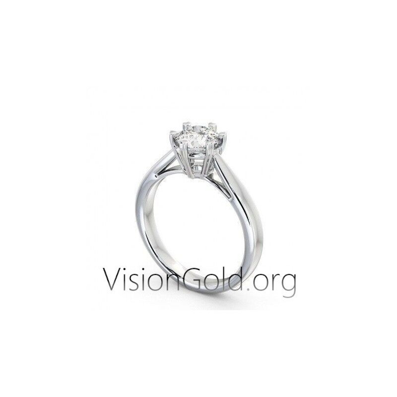 Μοναδικο Λευκοχρυσο Μονοπετρο Δαχτυλιδι Με Ζιργκον Σε 14 Καρατια Χρυσου 0279