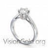 Solid Yellow Gold Women Wedding Ring Solitaire Round Cut / Simulated Diamond Jewelry 0279