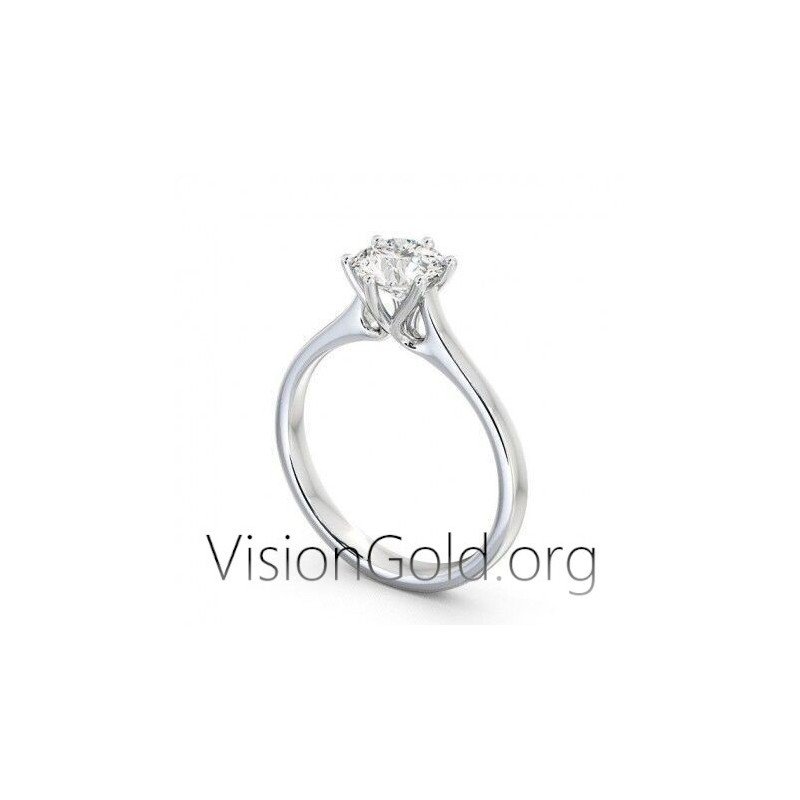 Оригинальное свадебное предложение / обручальное кольцо из 14-каратного золота с одним камнем 0280