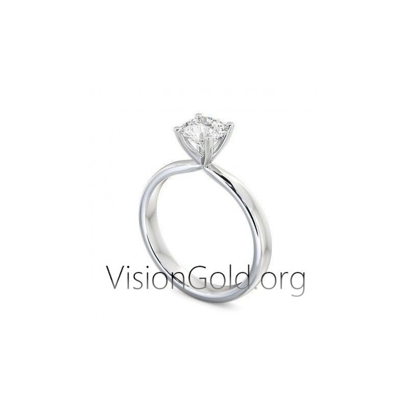 Кольцо для свадебного предложения с одним камнем из 14-каратного золота с узором в виде узла 0283
