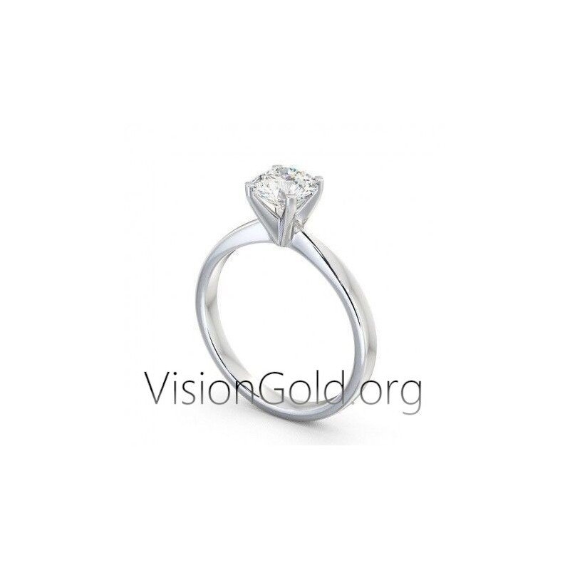 Solid 14K Yellow Gold Round Solitaire Cz Cubic Zirconia | Visiongold® 0285