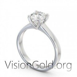 Ladies Custom 14K White Gold Round Zircon Ring | Visiongold® 0286