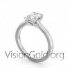 Solid 14K White Gold Women Engagement Wedding Ring Cubic Zirconia Cz Ring Fine Jewelry 0289