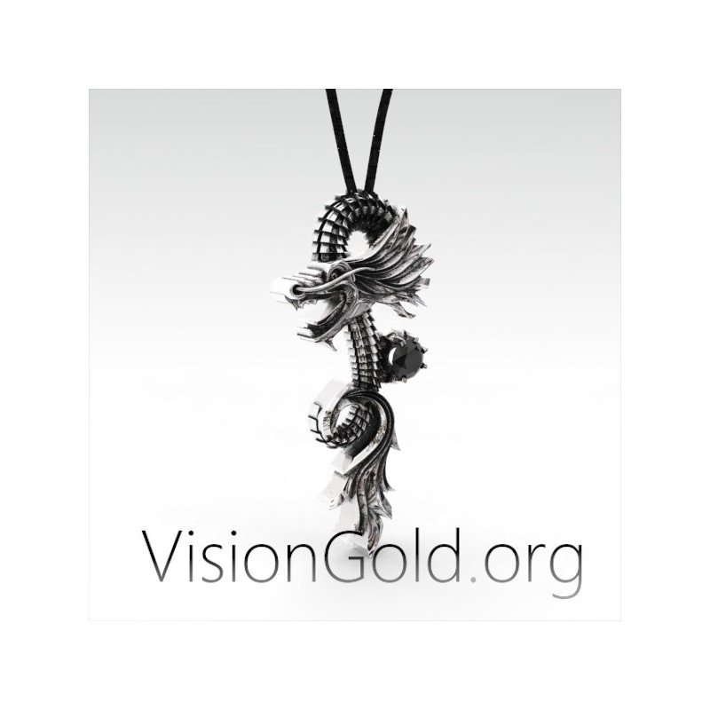 Ασημενιο Κοσμημα Για Τον Ανδρα Κινεζικος Δρακος Κολιε 0054