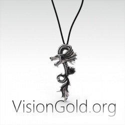 Ασημενιο Κοσμημα Για Τον Ανδρα Κινεζικος Δρακος Κολιε 0054