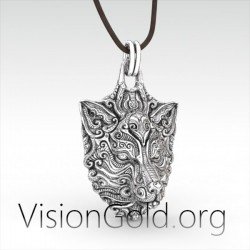 Artistic Men Vintage Silver Necklace Wolf | Wolf Pendant 0057