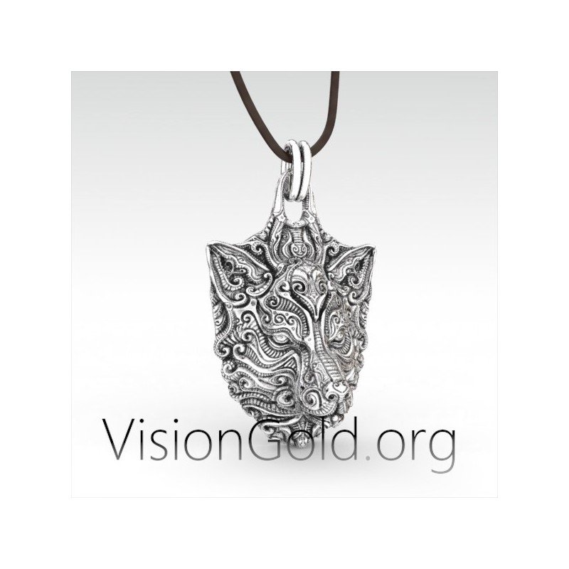 серебряное художественное винтажное мужское ожерелье с волком | мужское ожерелье | Мужские украшения 0057