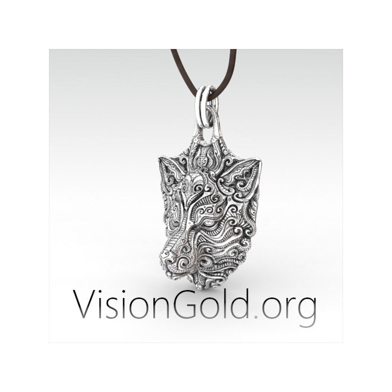 Artistic Men Vintage Silver Necklace Wolf | Wolf Pendant 0057