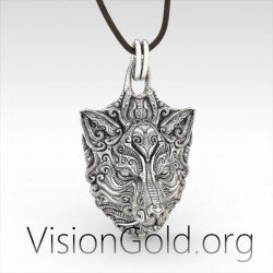 Artistic Men Vintage Silver Necklace Wolf | Wolf Pendant 0057