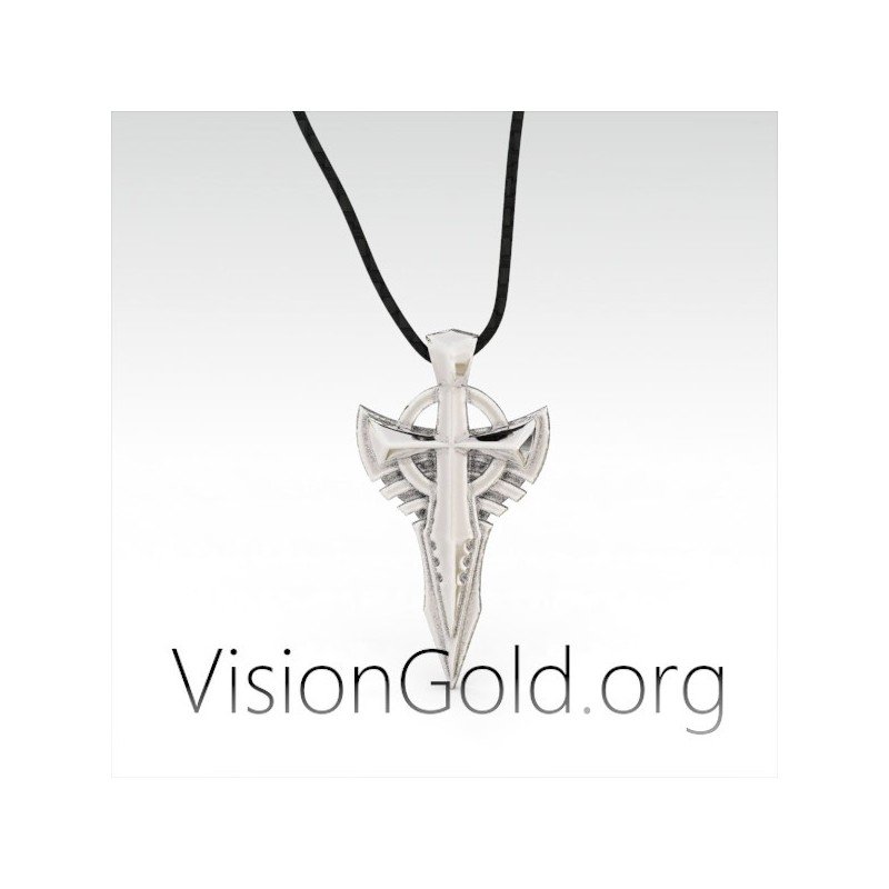 мужское серебряное ожерелье с крестом | Мужские украшения | Мужское ожерелье 0060