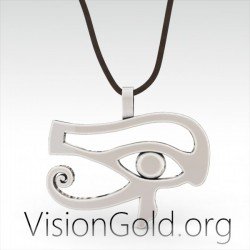 Серебряное мужское египетское ожерелье "Око часа" | мужское ожерелье | Ювелирные изделия для мужчин 0061