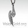 Wings Necklace - Sterling silver Angel Wing Pendant on Sterling silver chain or Leather, Silver wing -Silver Necklace 0062