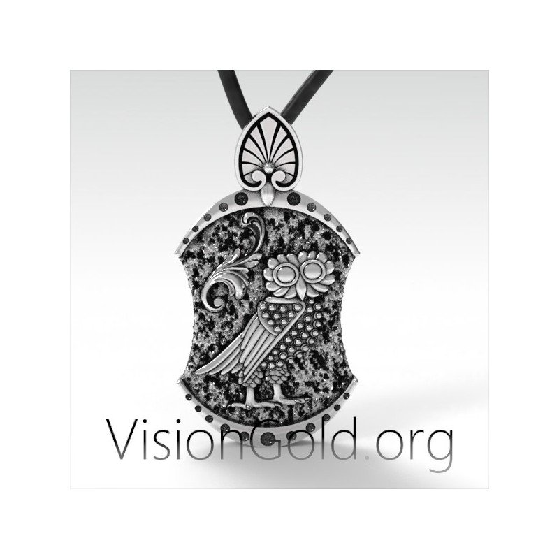 Unique Handmade Greek Pendant Goddess Athena Necklace - Owl Of Athene, Goddess Warrior 0063