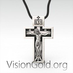 Cruz de plata de doble cara para hombre - Cruces para hombre - Joyería para hombre 0065