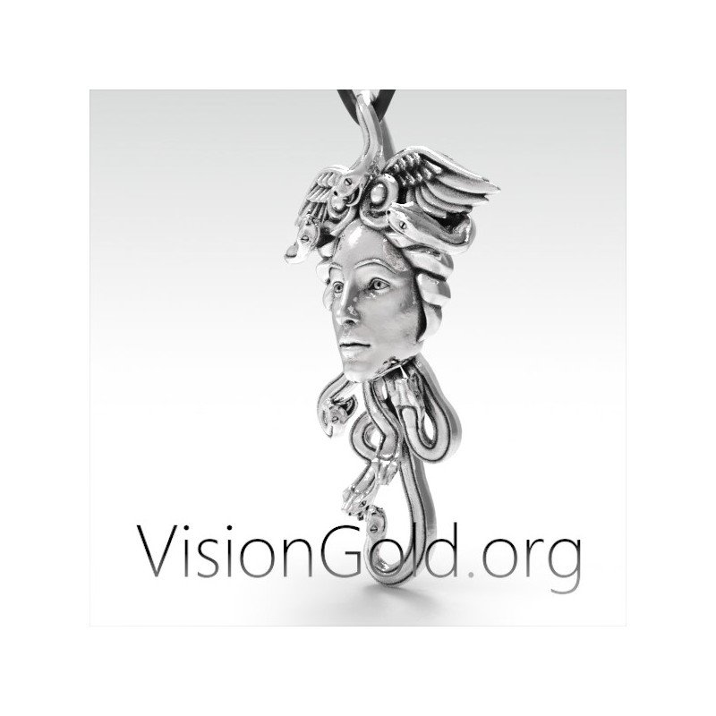 Unisex Silber Handmade Halskette Medusa - Silberschmuck 0066