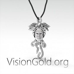 Unisex Silber Handmade Halskette Medusa - Silberschmuck 0066