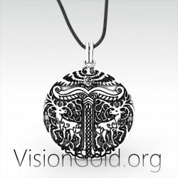 925 Silver Viking Ornament Pendant, Norse Pattern Pendant Jewelry
