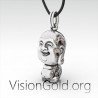 Laughing Buddha Necklace - Men's Necklace - Silver Necklace - Necklace for Men 0068