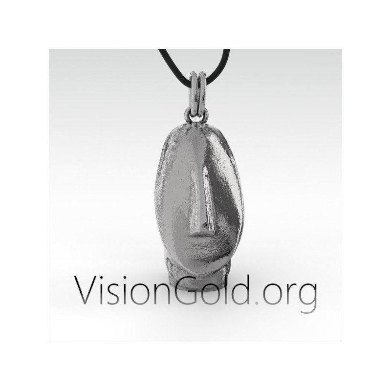 Collar de plata con cabeza de ídolo de las Cícladas para hombre | Arte cicládico 0069