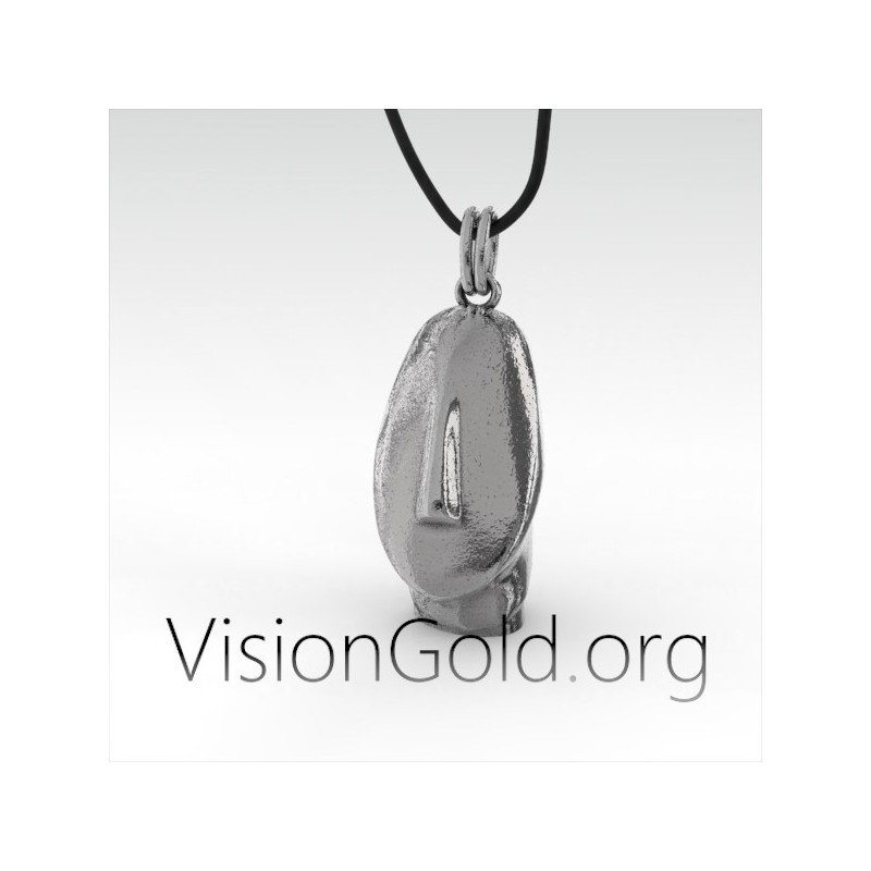 Collar de plata con cabeza de ídolo de las Cícladas para hombre | Arte cicládico 0069