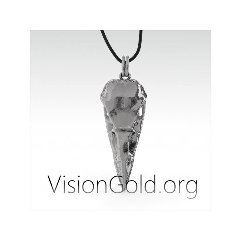 Ιδιαιτερο Ανδρικο Ασημενιο Κοσμημα Κολιε Κρανιο Αετου | Ανδρικα Κοσμηματα - Ανδρικα Κολιε 0071