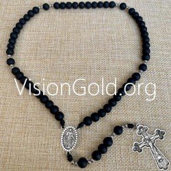 Christian Men's Rosary Beads Necklace Oxidized Necklace 0111