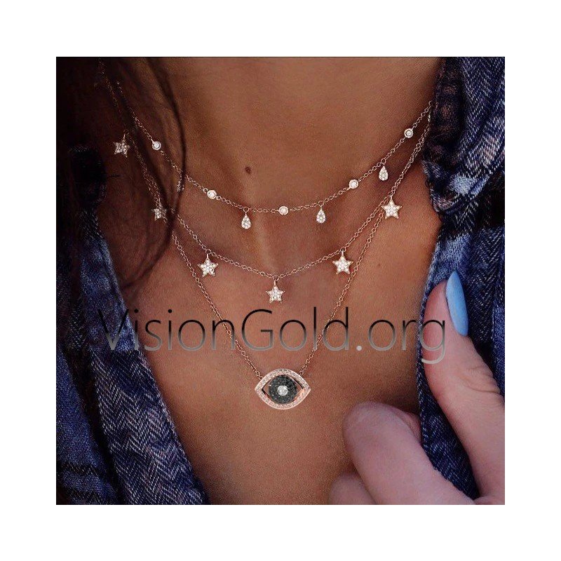 Necklaces Multilayer Jewelry Womans High Quality Necklace Girl Pendant With Evil Eye 0433