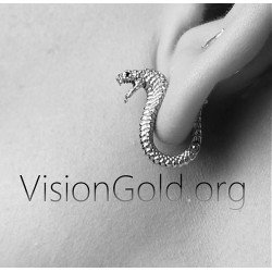 925 стерлингового серебра Cobra Snake Design Молодежные модные женские серьги-гвоздики - Женские серьги Visiongold® 0160
