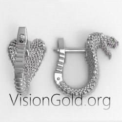 925 стерлингового серебра Cobra Snake Design Молодежные модные женские серьги-гвоздики - Женские серьги Visiongold® 0160
