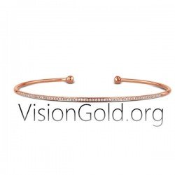 Minimal Women's Bracelet In 18K Gold With Brilliant Diamonds In White Yellow Or Pink Gold 0176