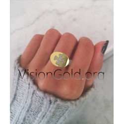 Anillo De Mujer Cruz Con Circonitas 0620