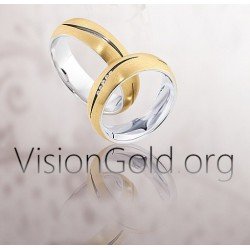 Visiongold®-0072 Anillos de boda y compromiso de dos tonos en oro de 9 o 14 quilates