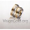 His And Her Ring Set Promise Ring Set Couple Ring Set 2 Tone Gold Wedding Bands 0081