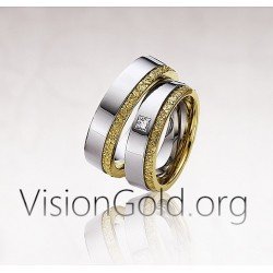 Золотые анатомические двухцветные обручальные и помолвочные кольца - Обручальные кольца Skroutz - Rings Online 0084