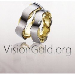 Anillos de boda especiales de dos colores, anillos de boda de oro, precios de anillos de boda, anillos de boda Thessaloniki 0086