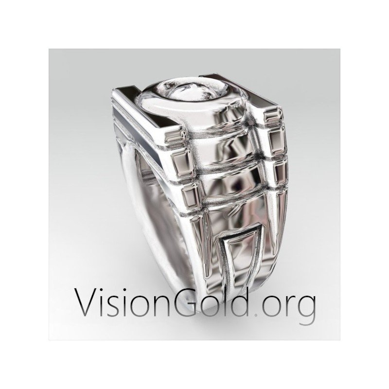 Anillo de plata para hombre-Anillo de hombre hecho a mano-Anillo de hombre Thessaloniki 0307