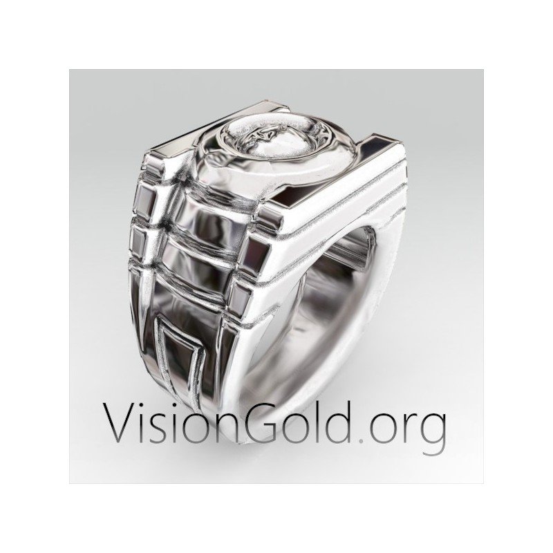 Anillo de plata para hombre-Anillo de hombre hecho a mano-Anillo de hombre Thessaloniki 0307