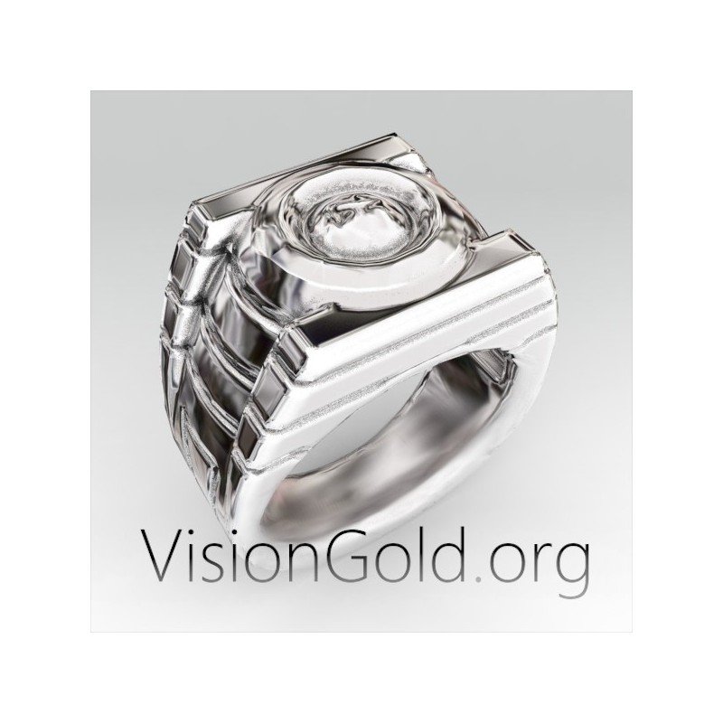 Anillo de plata para hombre-Anillo de hombre hecho a mano-Anillo de hombre Thessaloniki 0307