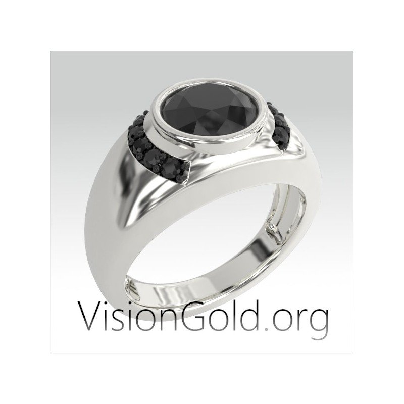 Ασημενιο Κλασικο Ανδρικο Δαχτυλιδι Με Μαυρη Πετρα-Ανδρικα Δαχτυλιδια Μαυρα-Μαυρο Ανδρικα Δαχτυλιδια 0309