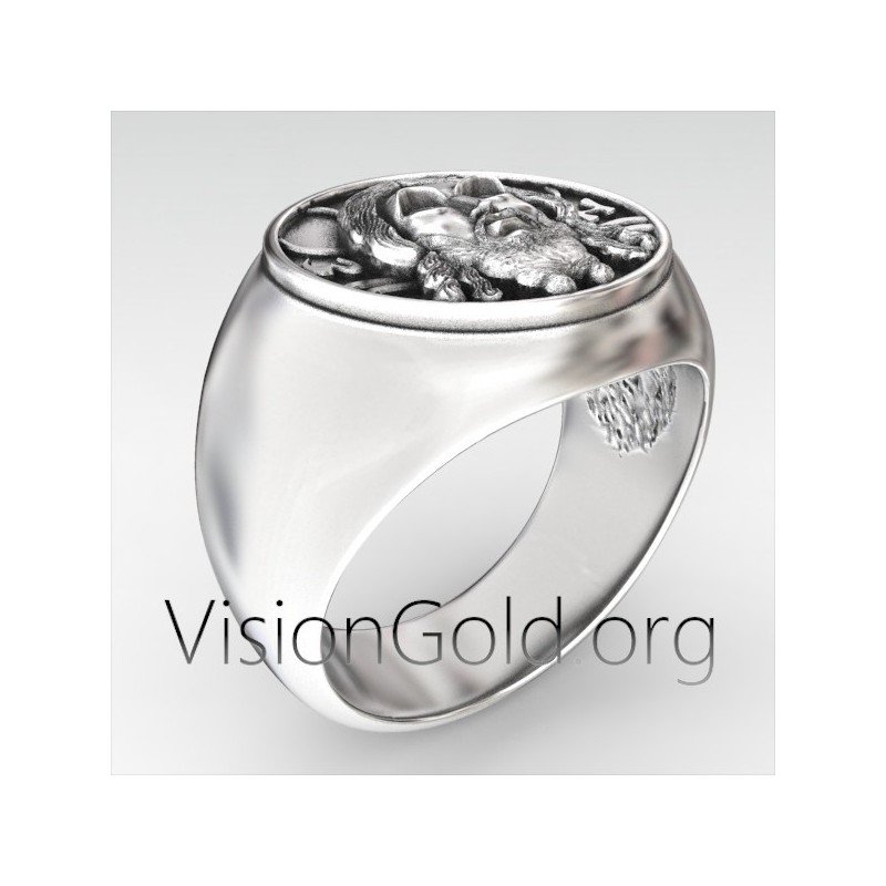 Silver Handmade Ring Sterling Silver Men's Silver Prayer Ring0311