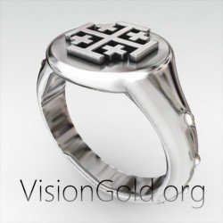 Silver Cross Ring, Men Silver Ring, Signet Ring, Knight Ring, Templar Ring, Enamel Men Ring,Chevalier Men Ring 0313