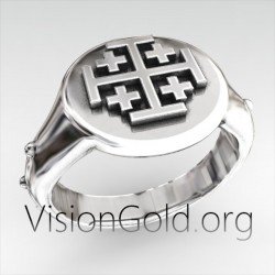 Silver Cross Ring, Men Silver Ring, Signet Ring, Knight Ring, Templar Ring, Enamel Men Ring,Chevalier Men Ring 0313