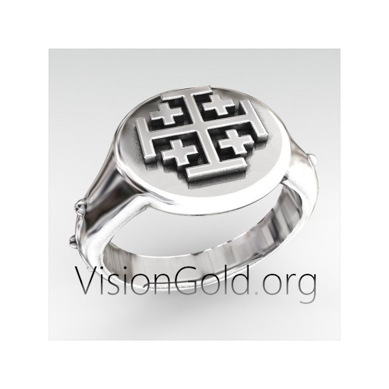 Silver Cross Ring, Men Silver Ring, Signet Ring, Knight Ring, Templar Ring, Enamel Men Ring,Chevalier Men Ring 0313