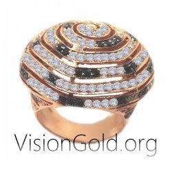 Anillo de mujer de plata con circonitas blancas y negras | Anillos de mujer Visiongold® 0859