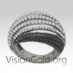 Женское кольцо с камнями циркон - Дешевые женские кольца 0020
